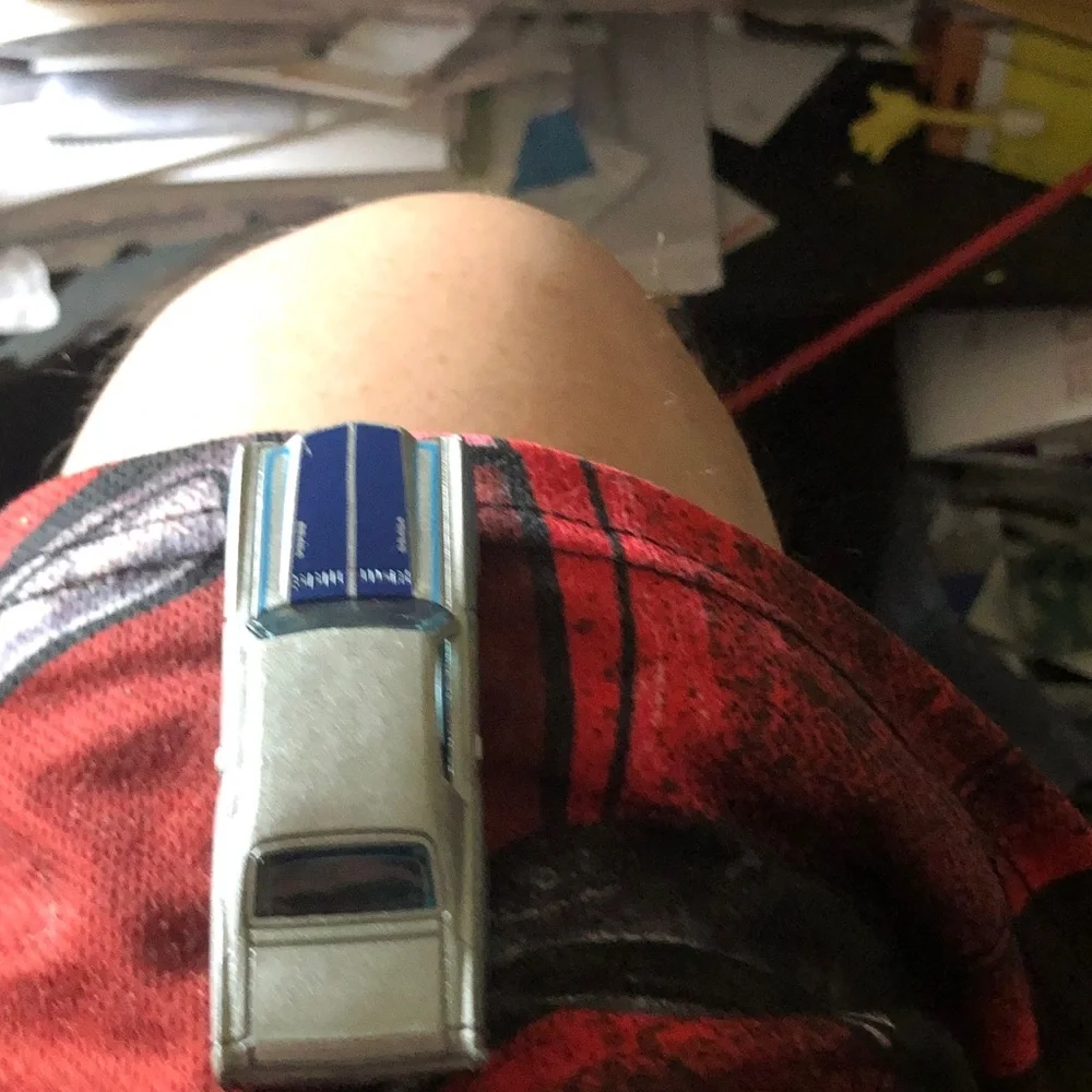 Diecast Toy Car - Silver with Blue Racing Hood